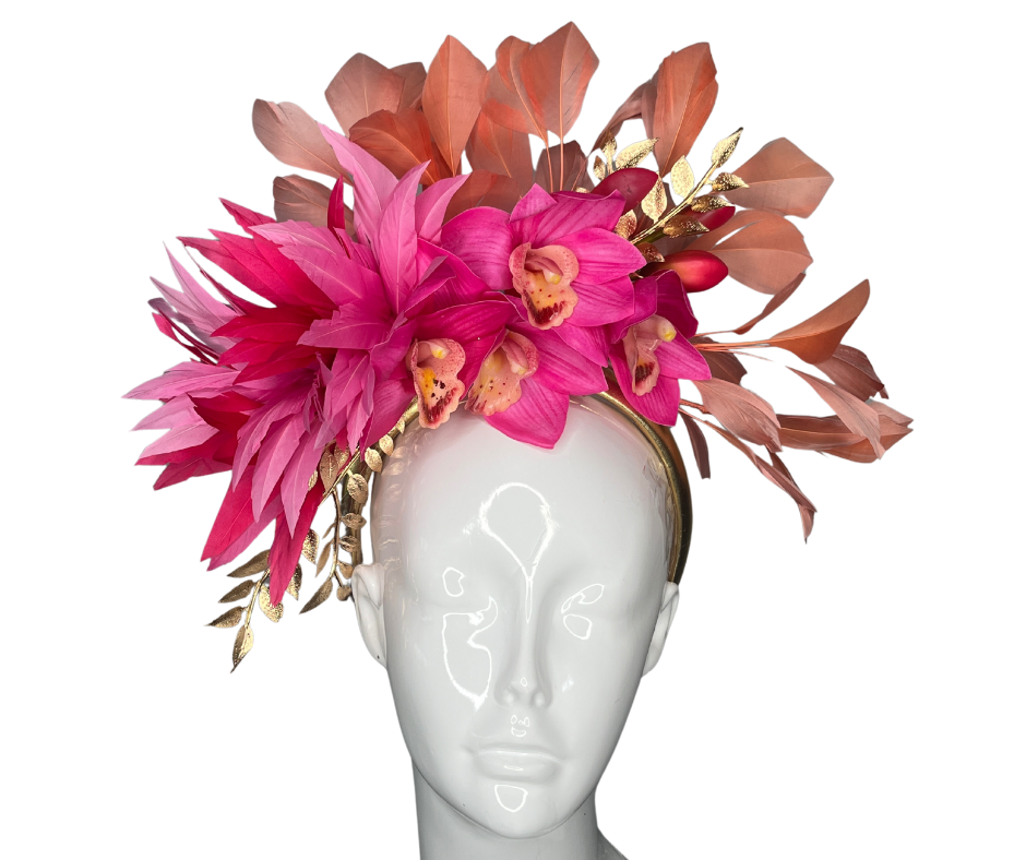 Tropische Eleganz Faszinator Pastell Blumen & Gold Accent Kopfstück