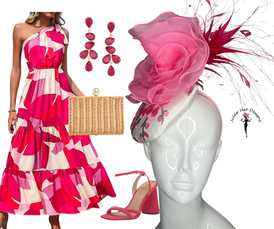 Rose Radiance: Handgefertigter Rosa Blumen Fascinator