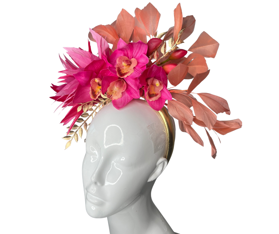 Tropische Eleganz Faszinator Pastell Blumen & Gold Accent Kopfstück