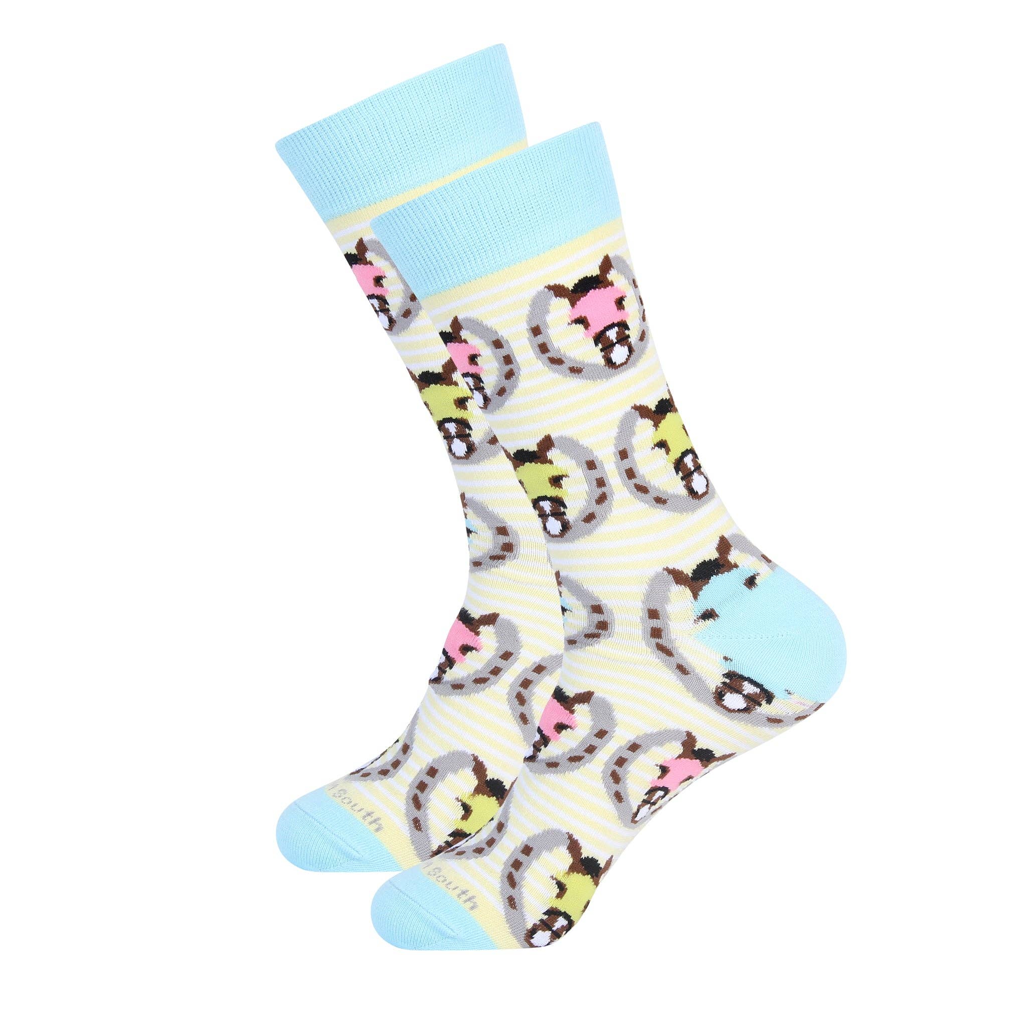 Gelber Streifen Pferd Blinder in Hufeisen Socken