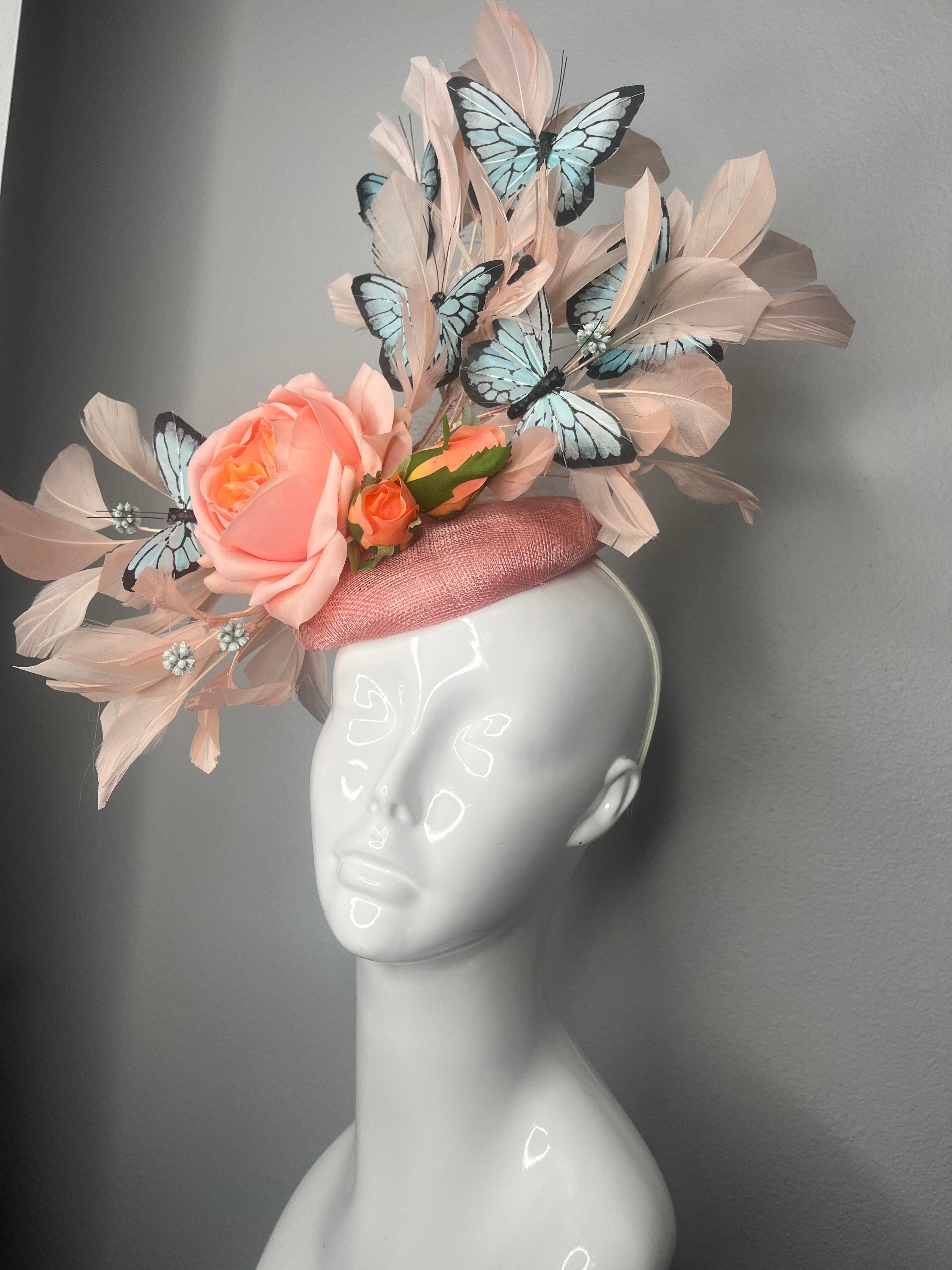 Apricot Peach Flutter in Bloom Fascinator-Hut