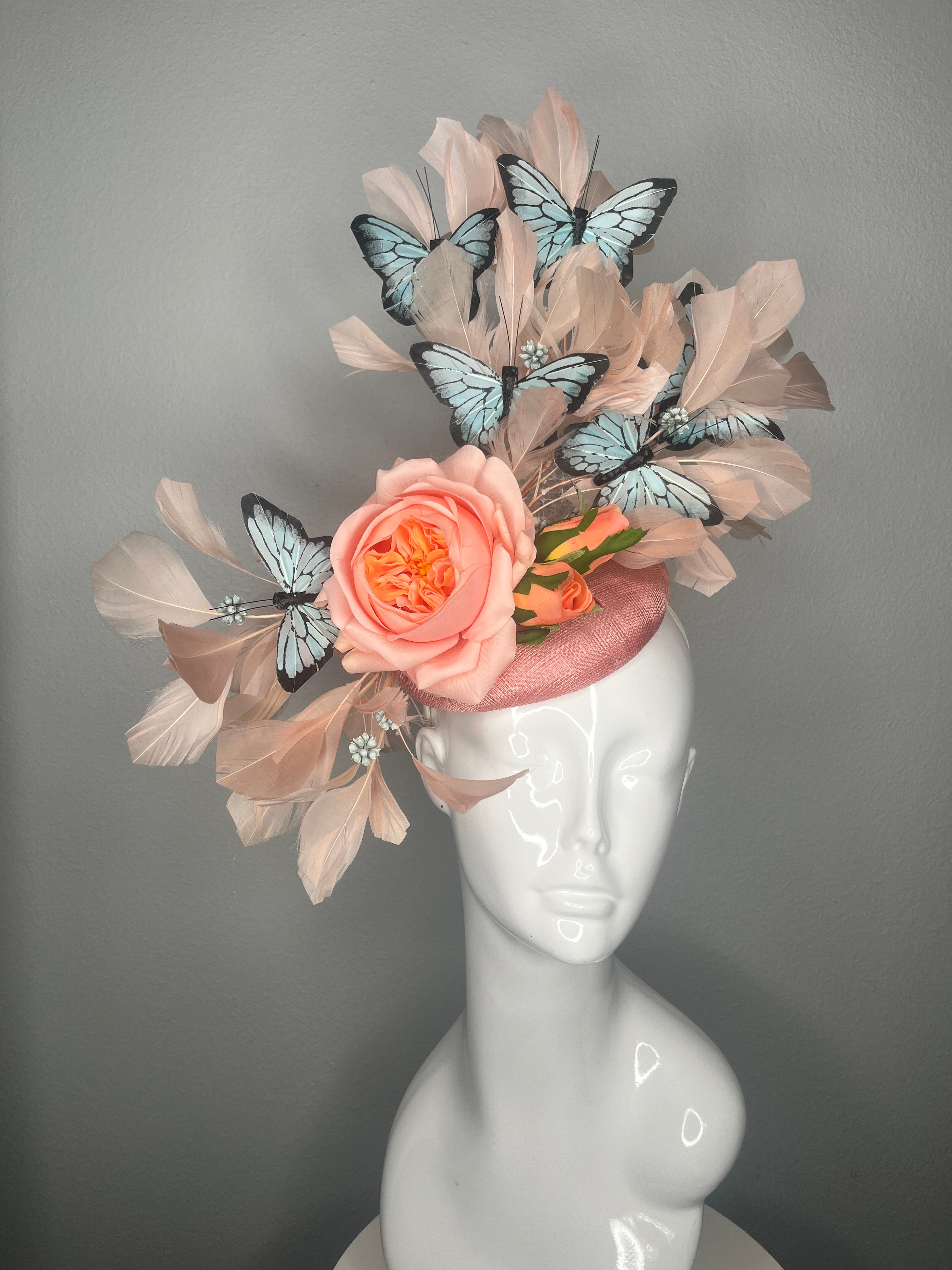Apricot Peach Flutter in Bloom Fascinator-Hut