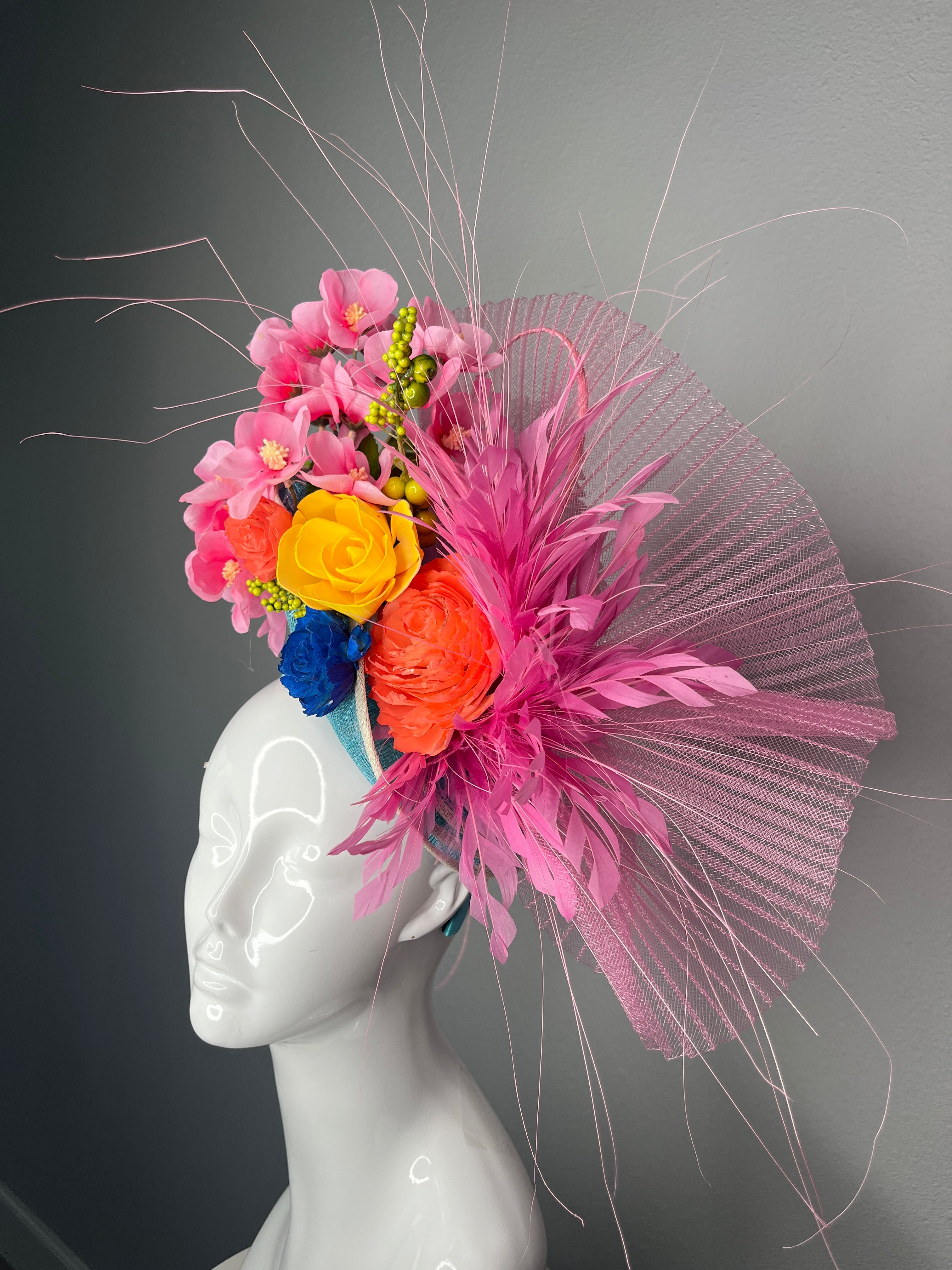 Blumen Confetti Garden Federn Fascinator Hut