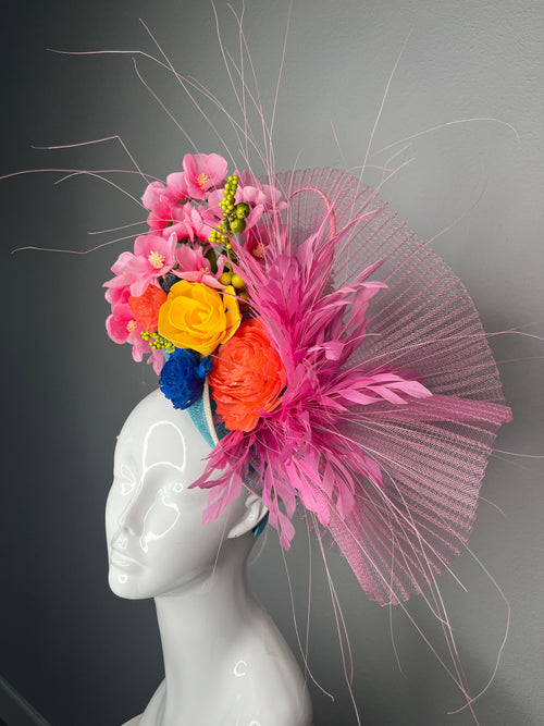 Blumen Confetti Garden Federn Fascinator Hut