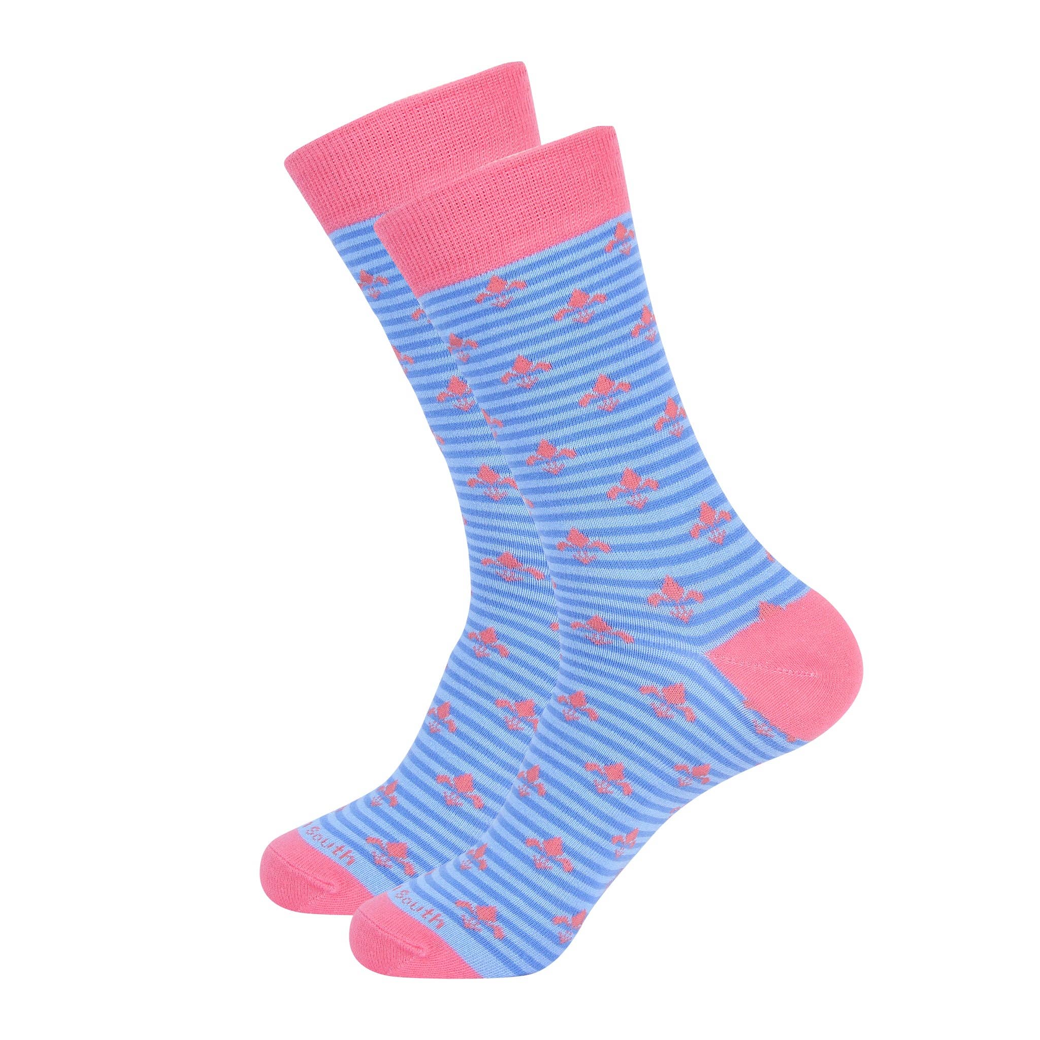 Blauer Streifen Fleur De Lis Socken