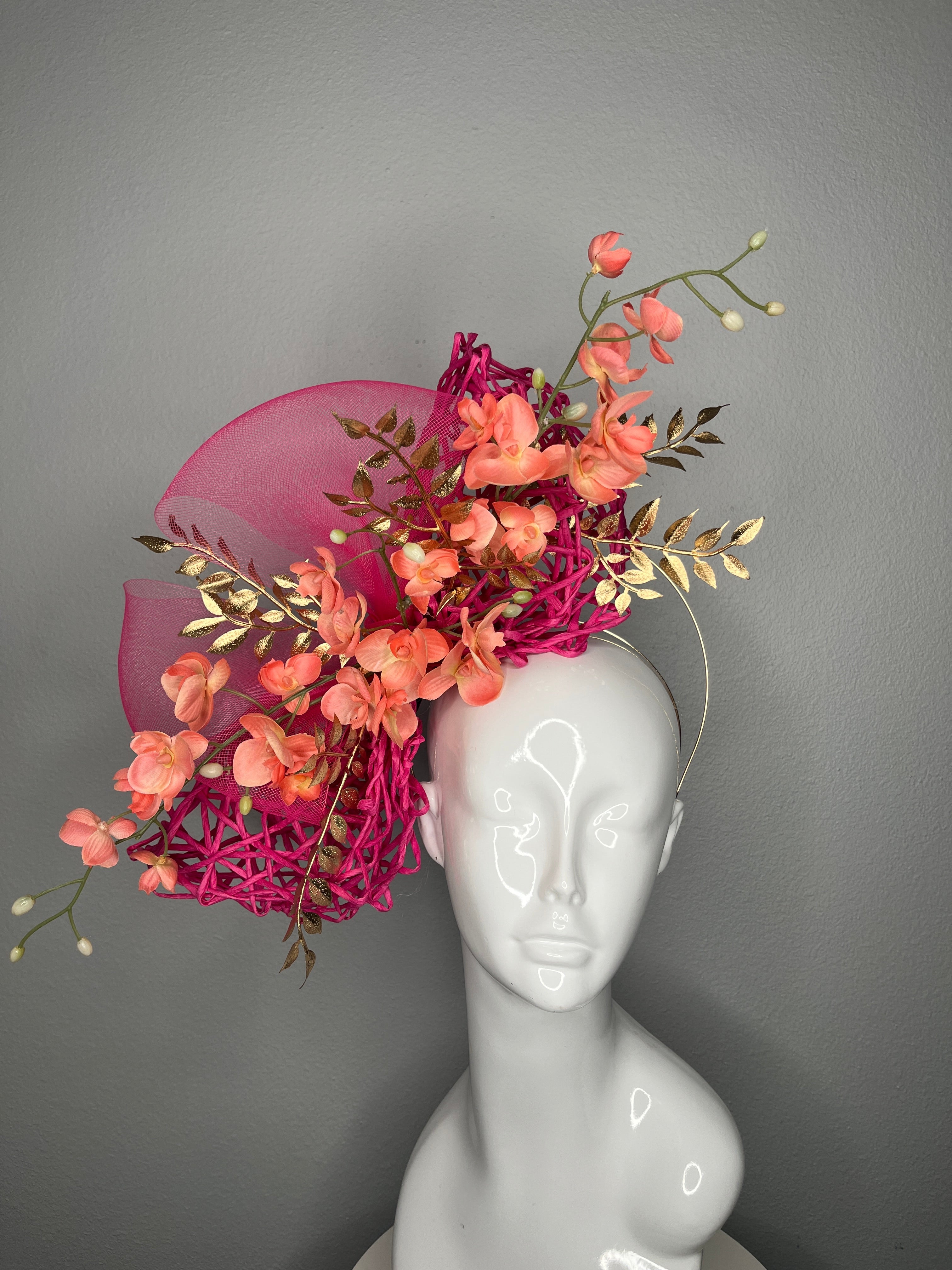 Coral und Fuchsia Canopy von Orchideen Faszinator Hut