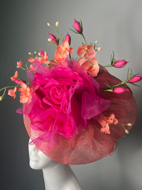 Blushing Bloom Couture Derby Fascinator