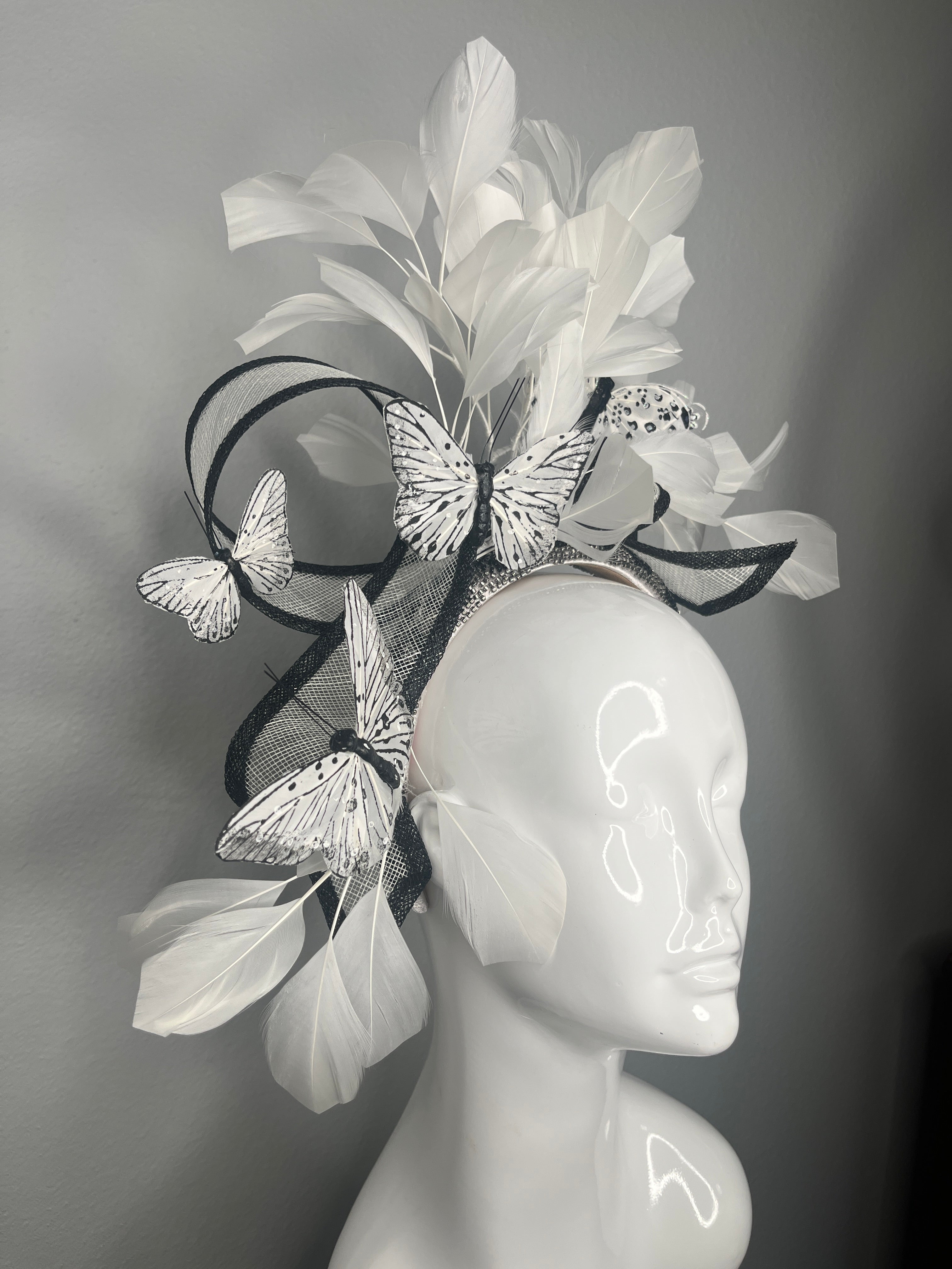 Noir Papillon Crown Fascinator Hut
