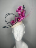 Curves & Fuchsia Orchids Fascinator-Hut