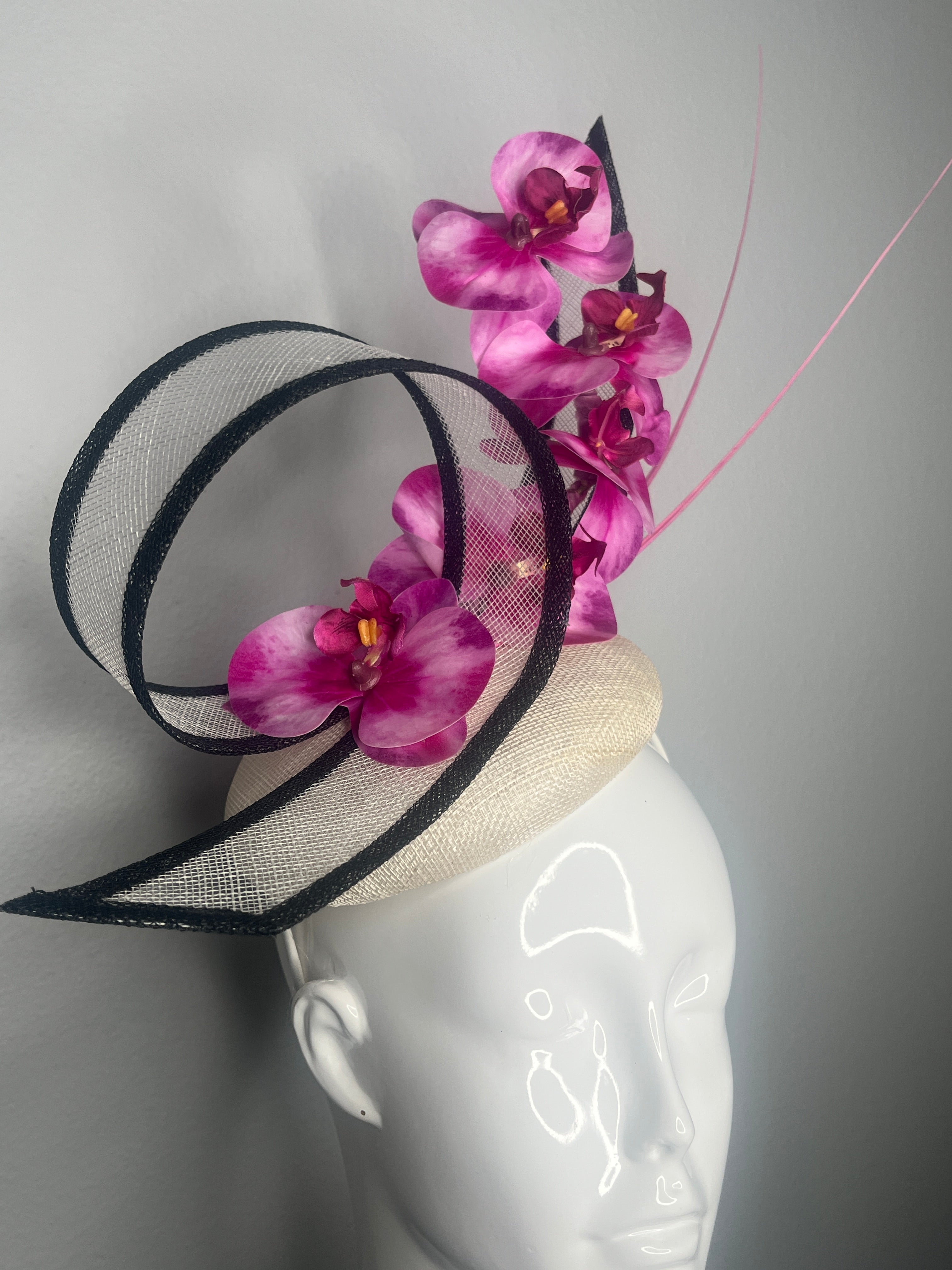 Curves & Fuchsia Orchids Fascinator-Hut