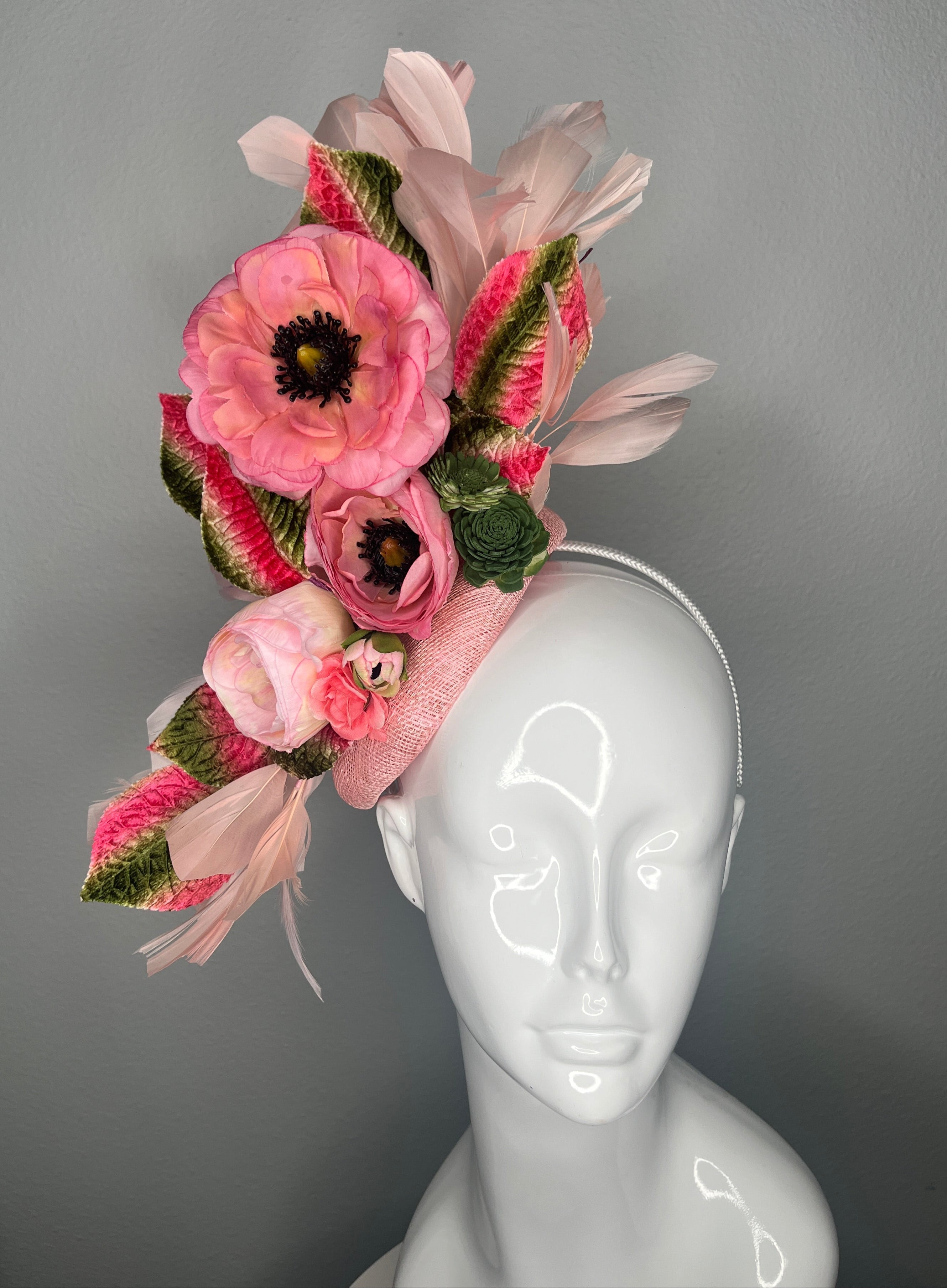 Flora Rouge Rosa Blumen Fascinator Hut