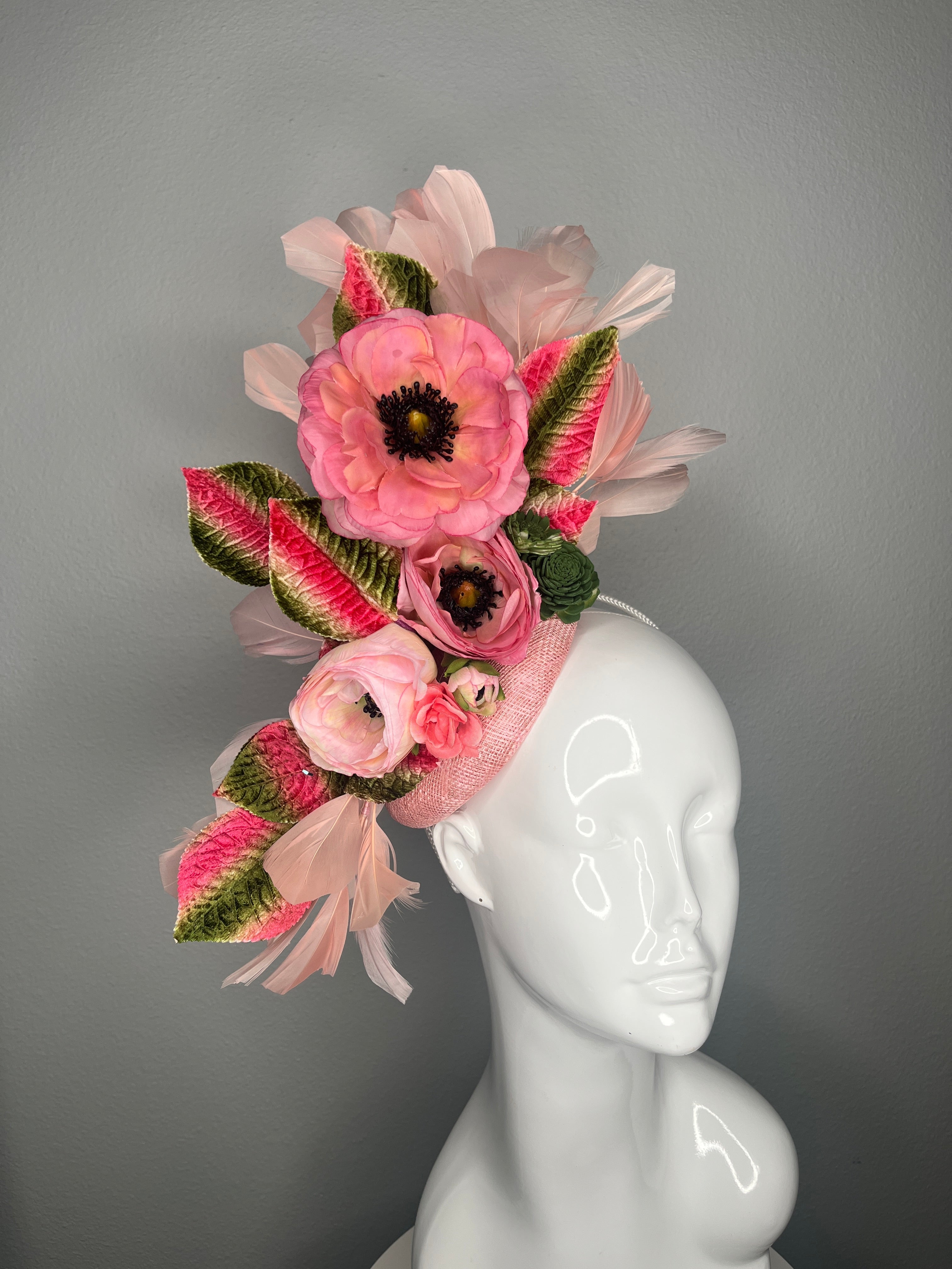 Flora Rouge Rosa Blumen Fascinator Hut