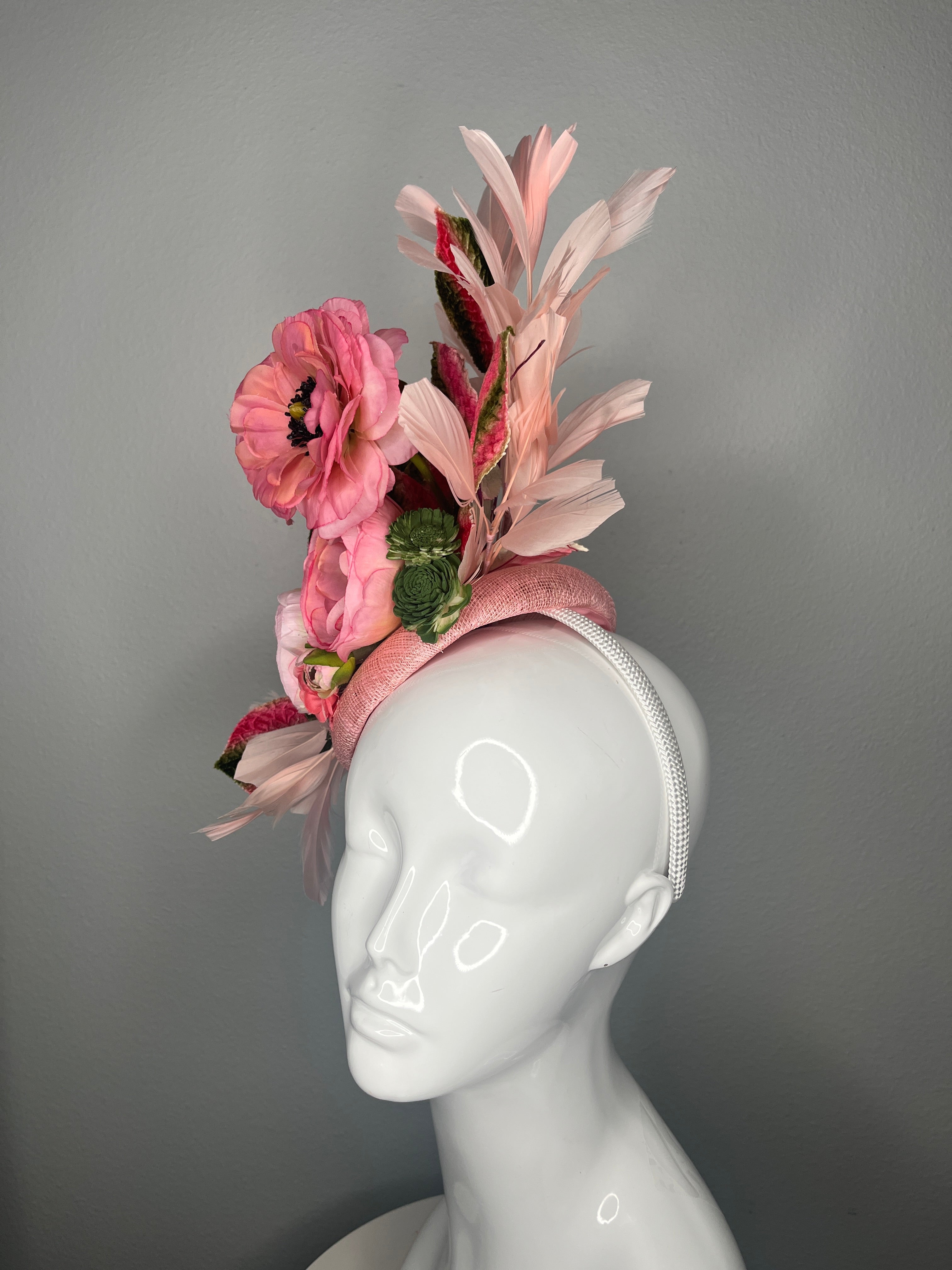 Flora Rouge Rosa Blumen Fascinator Hut