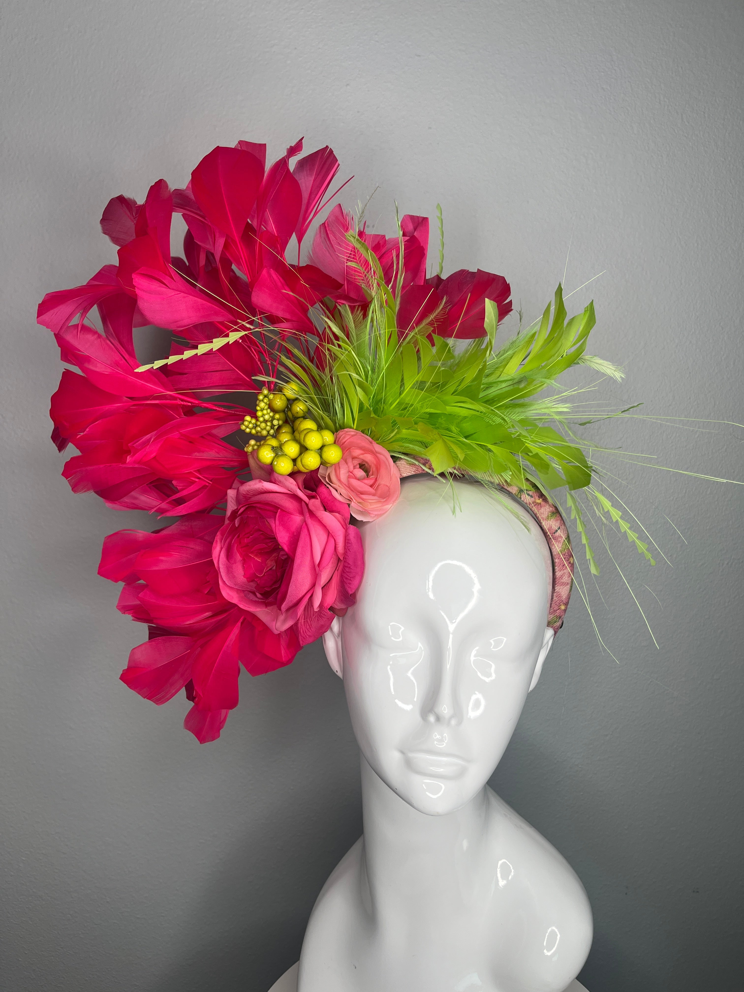 Kentucky Derby Tropical Fuchsia Lime Grün Bloom Faszinator Hut