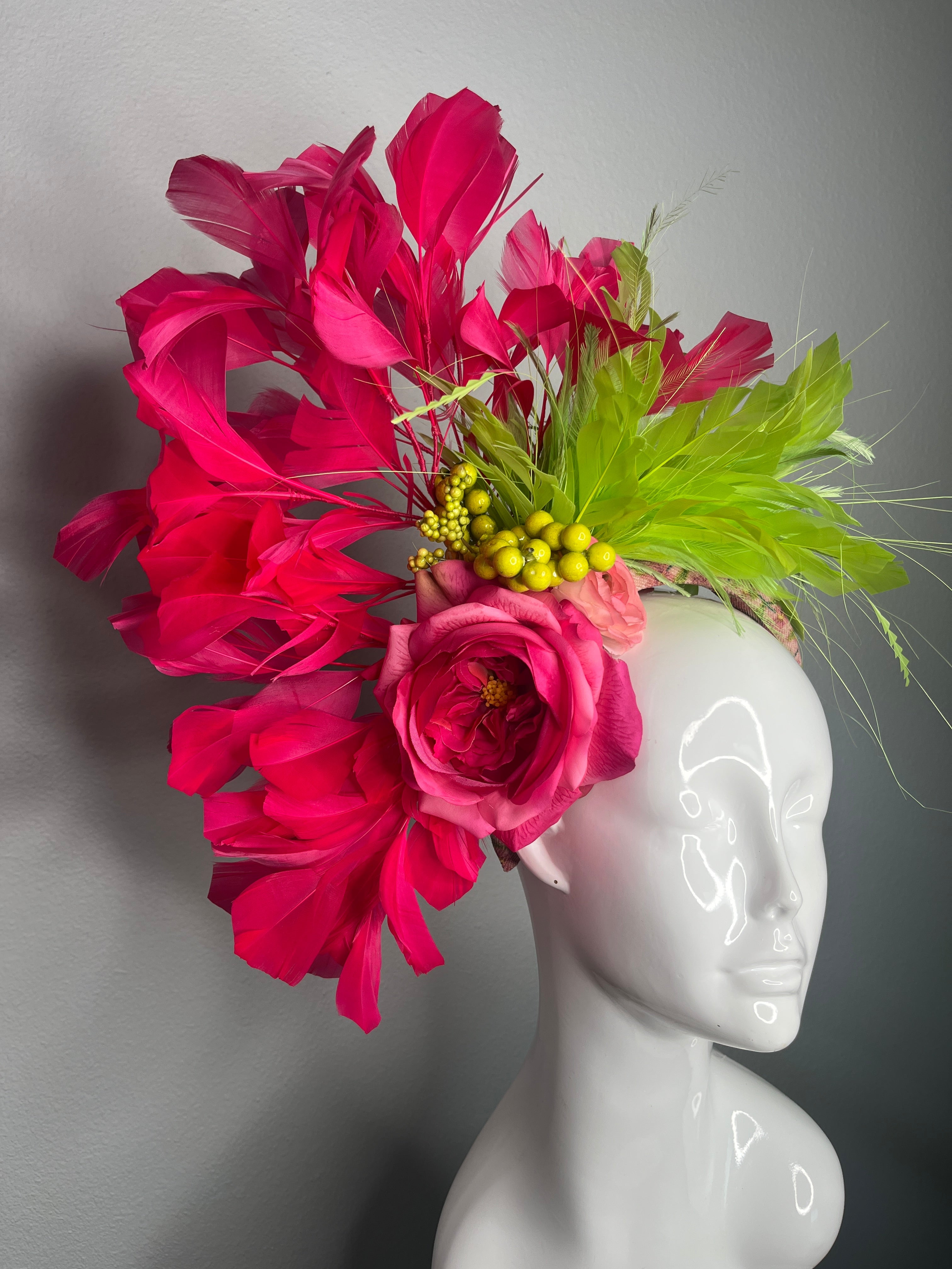 Kentucky Derby Tropical Fuchsia Lime Grün Bloom Faszinator Hut