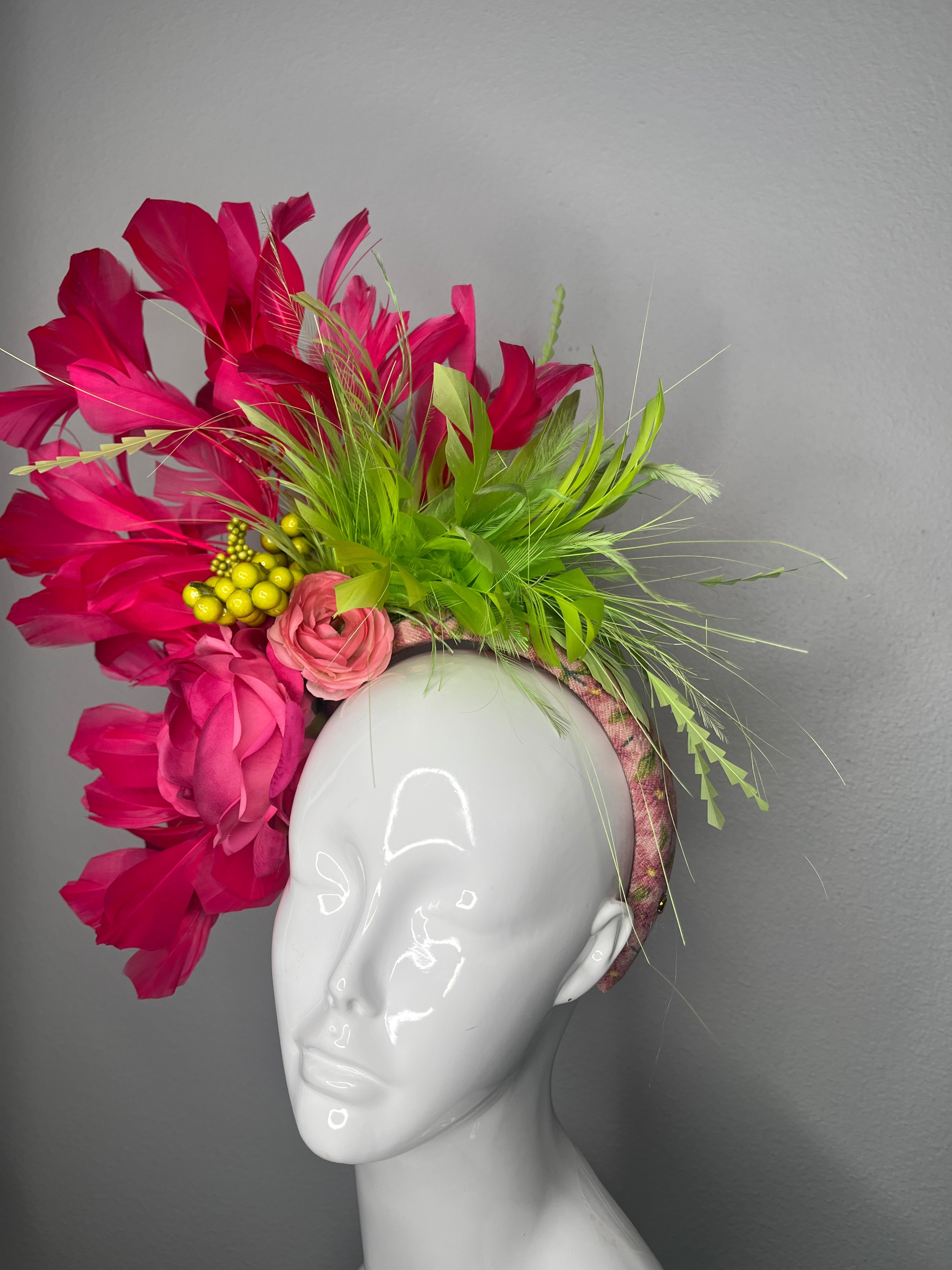 Kentucky Derby Tropical Fuchsia Lime Grün Bloom Faszinator Hut