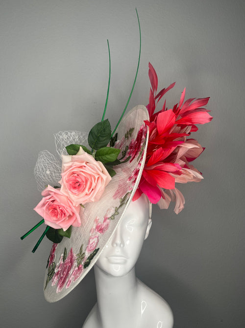 Blush & Coral Garden Bloom Feder Fascinator Hut