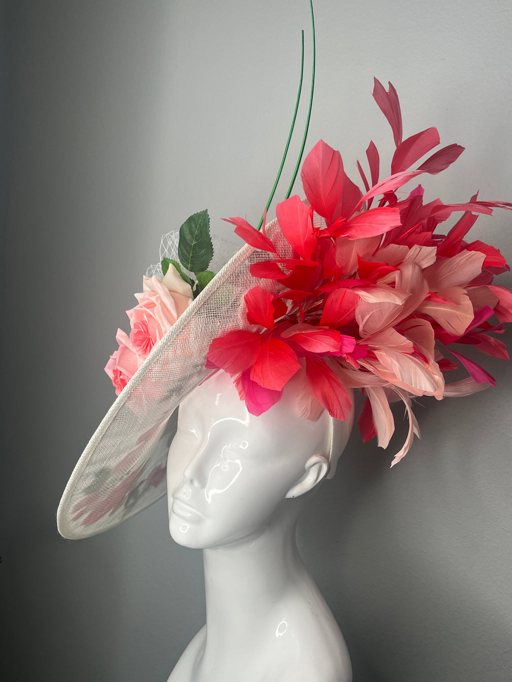 Blush & Coral Garden Bloom Feder Fascinator Hut