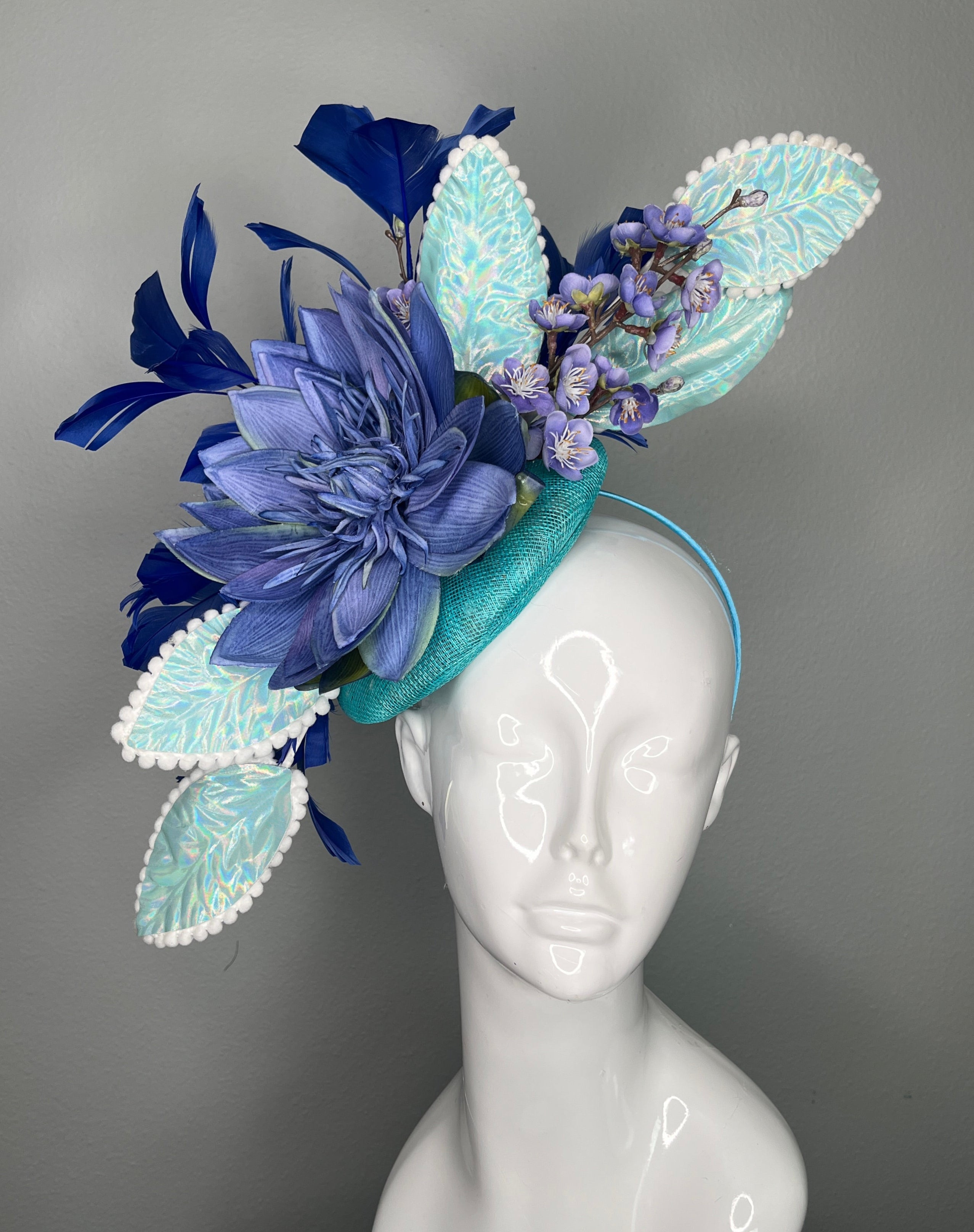 Azure Bloom blaue Federn Türkis Faszinator Hut