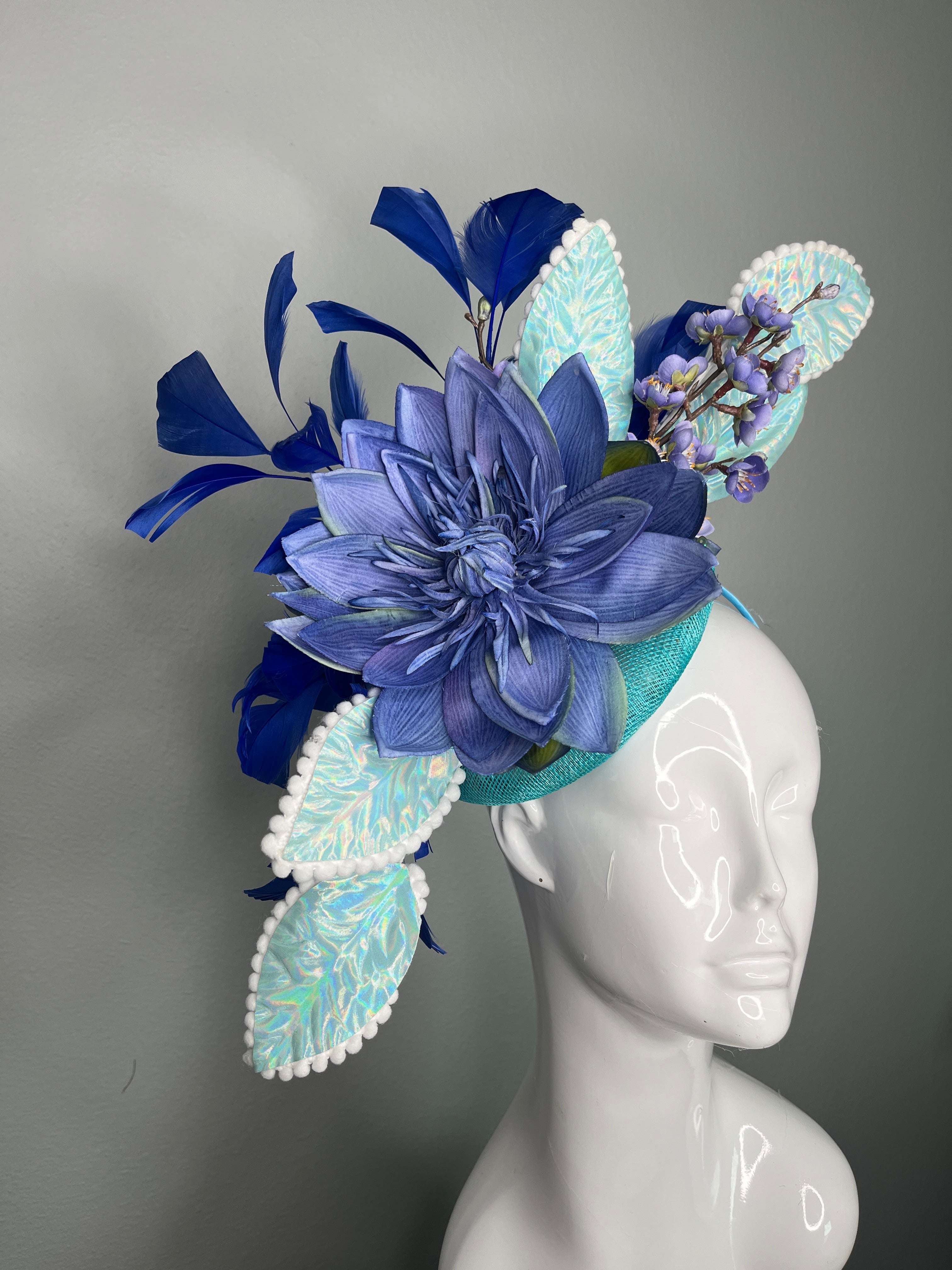 Azure Bloom blaue Federn Türkis Faszinator Hut