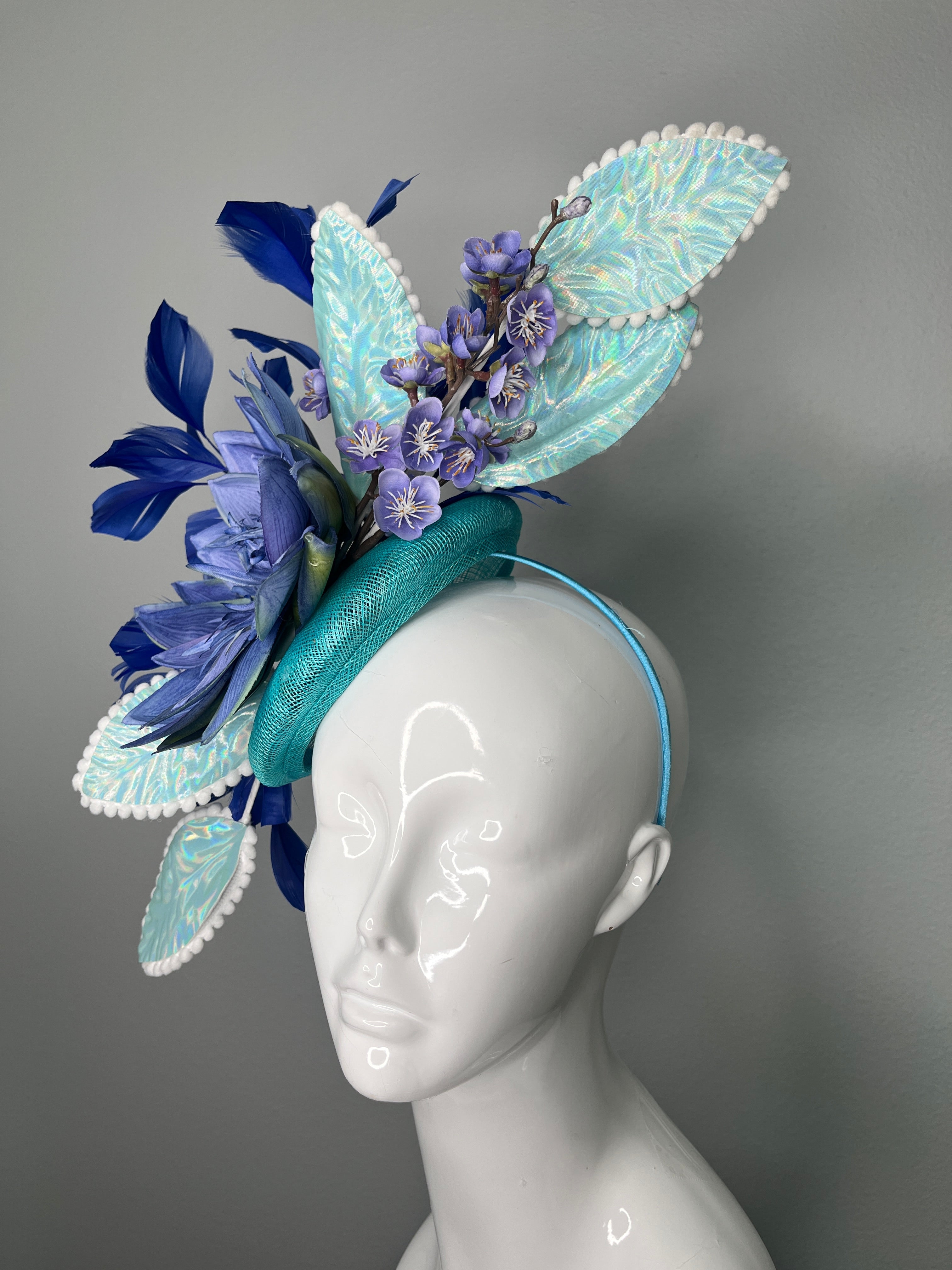 Azure Bloom blaue Federn Türkis Faszinator Hut