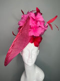 Fuchsia Rosa Flammfeder Fascinator Hut