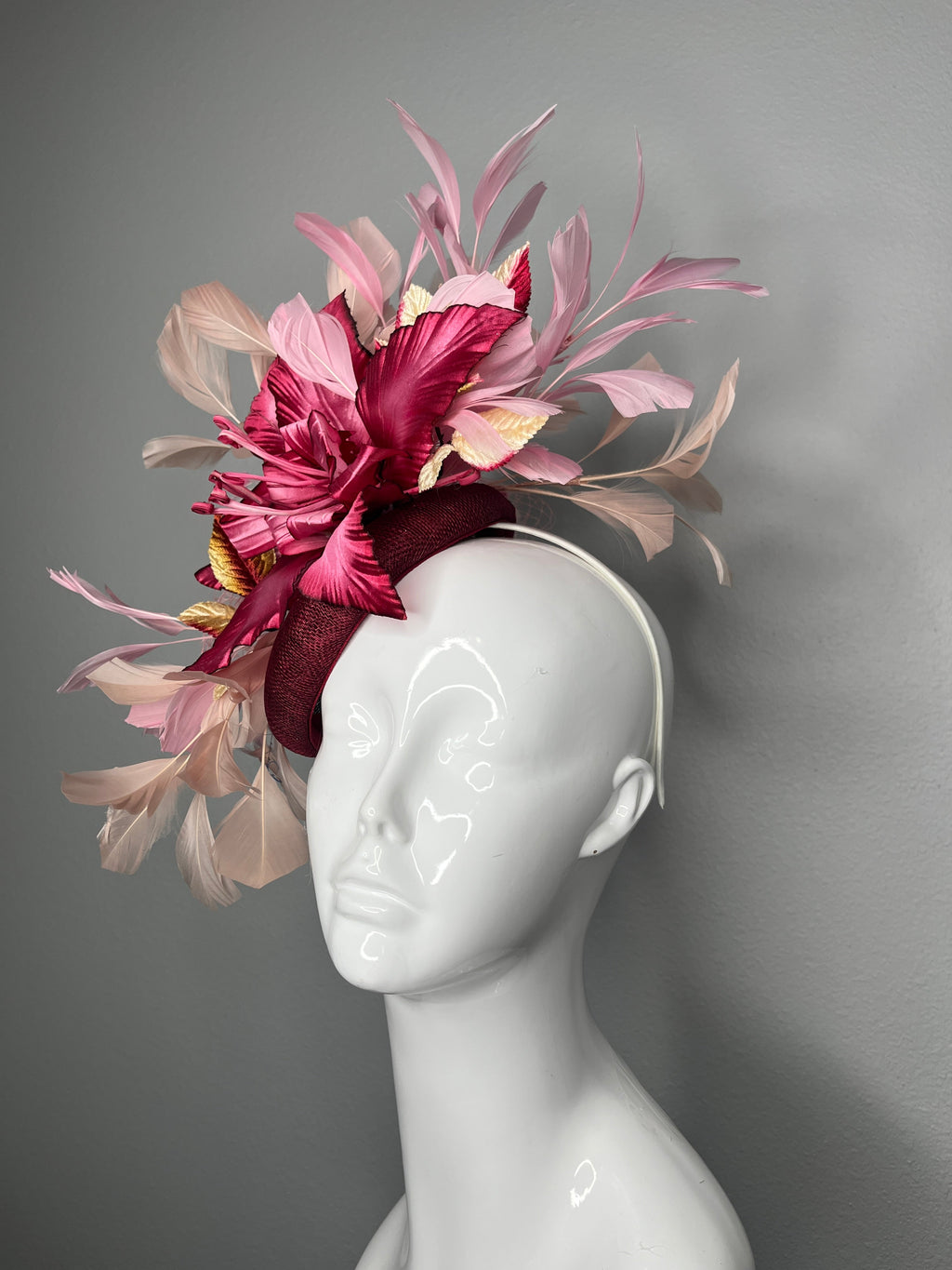 Rosé Radiance Federn Fascinator Hut