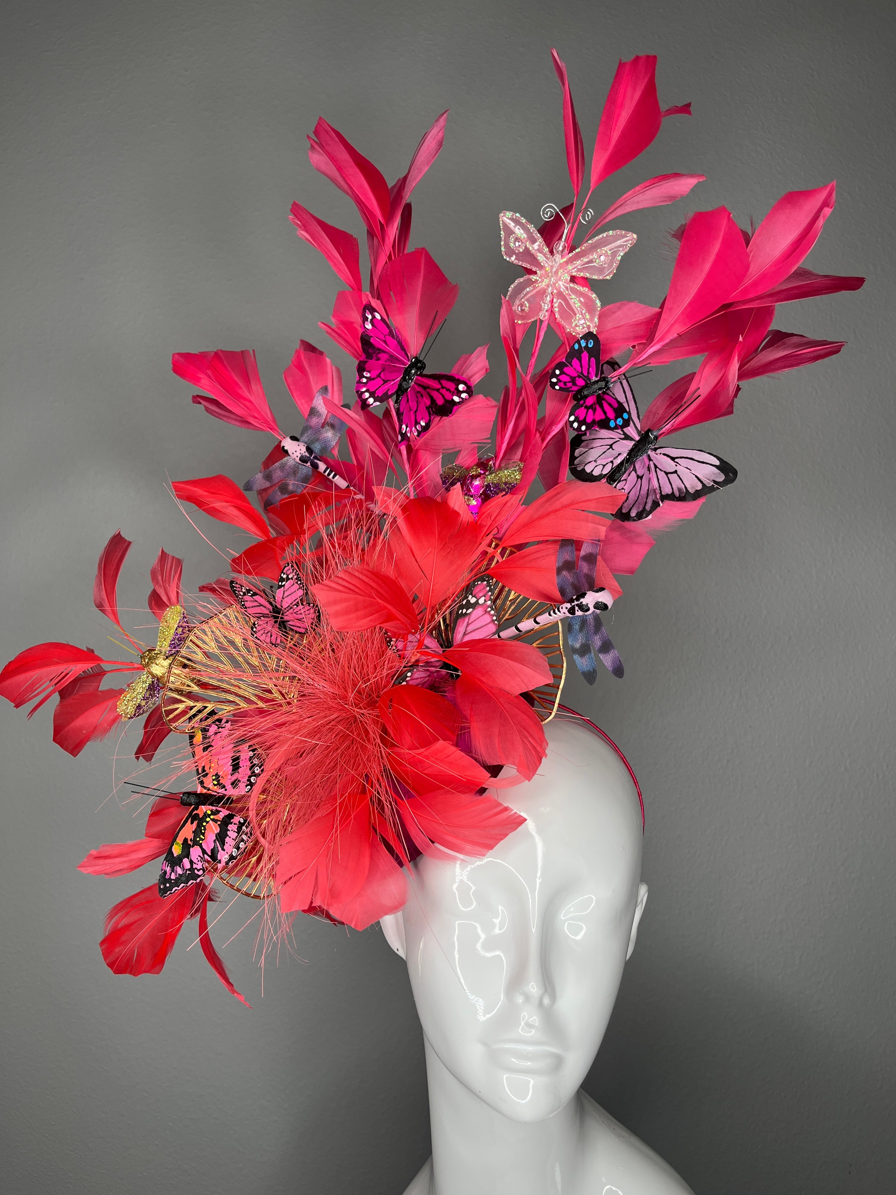 Verzauberte Garten Couture-Fascinator - Schmetterlinge, Libellen & Bienen