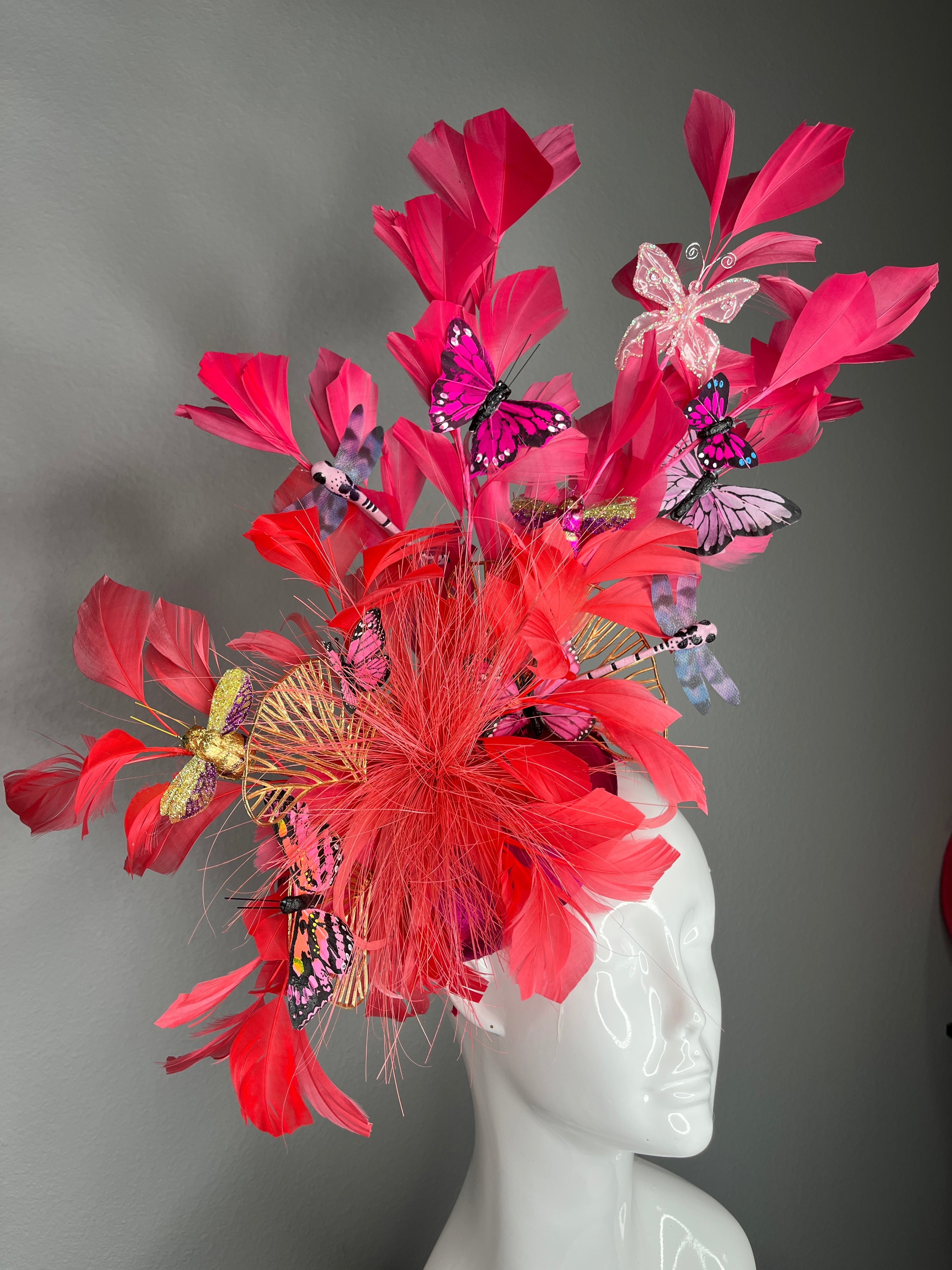 Verzauberte Garten Couture-Fascinator - Schmetterlinge, Libellen & Bienen