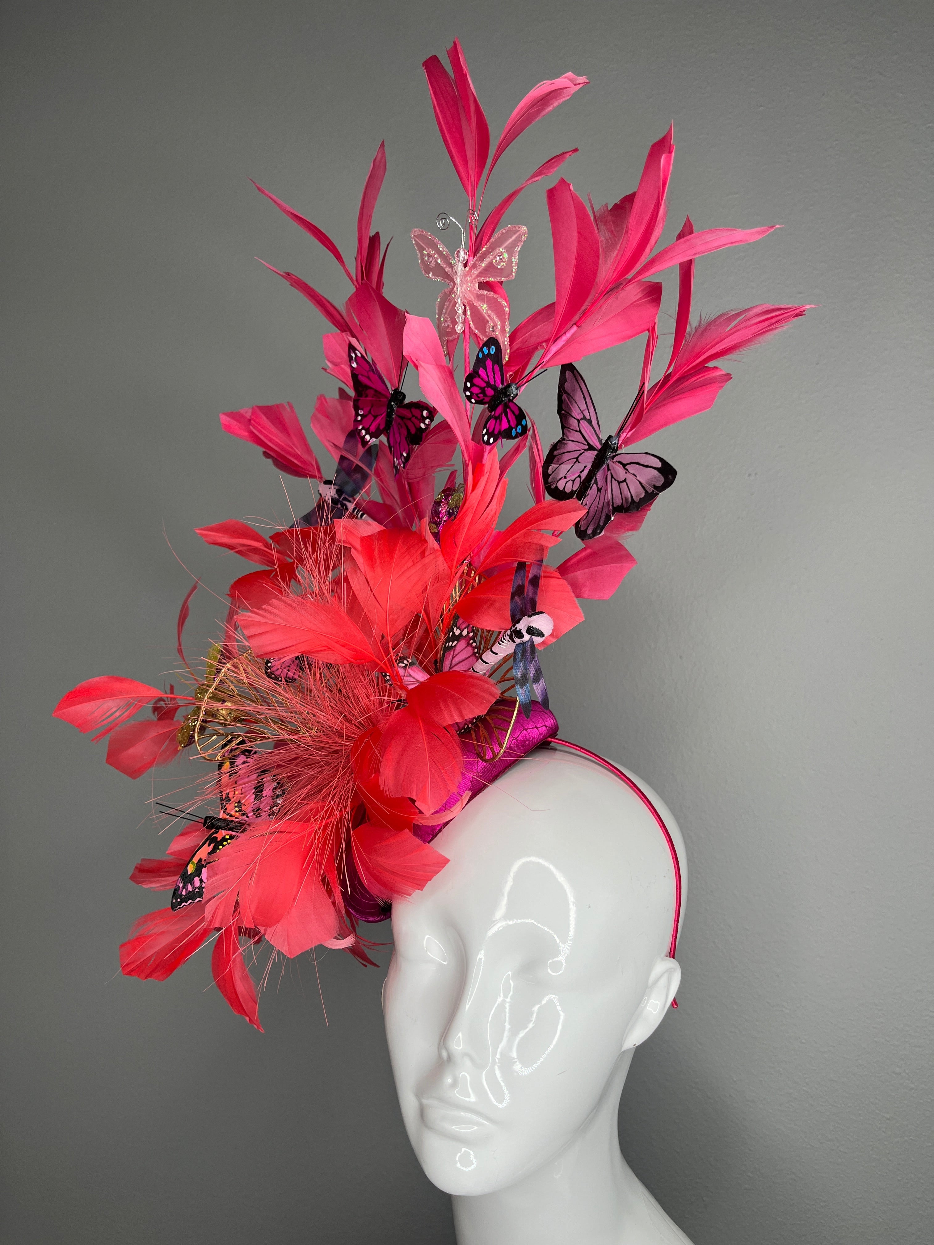 Verzauberte Garten Couture-Fascinator - Schmetterlinge, Libellen & Bienen