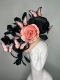 Schmetterling Reverie Schwarz und Aprikose Fascinator Hut