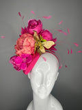 Fuchsia Garden Glam Fascinator – Luxuriös Pfingstrose & Gold Schmetterling Statement-Kopfschmuck