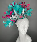 Es ist Derby Day Türkis und Leuchtrosa Mint Julep Statement Faszinator mit Metallic Leaf Detail Kentucky Derby