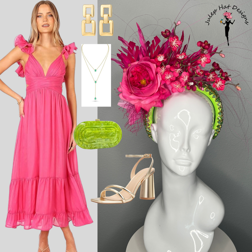Electric Bloom Neon Grün & Fuchsia Statement Faszinator