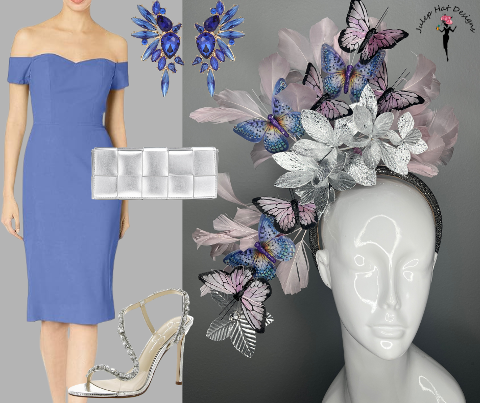 Lavendel und Periwinkle Blau Moonlit Garden Federn Fascinator