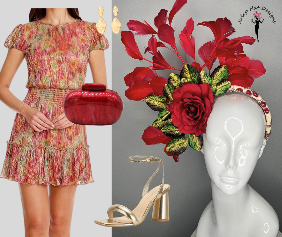 Lauf für den Roses Rot Federn Fascinator-Hut