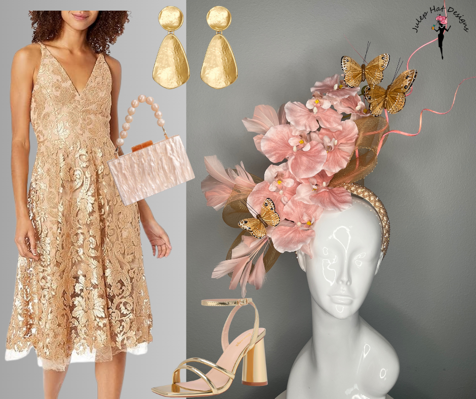Blush Feder Orchidee Schmetterling Fascinator Hut