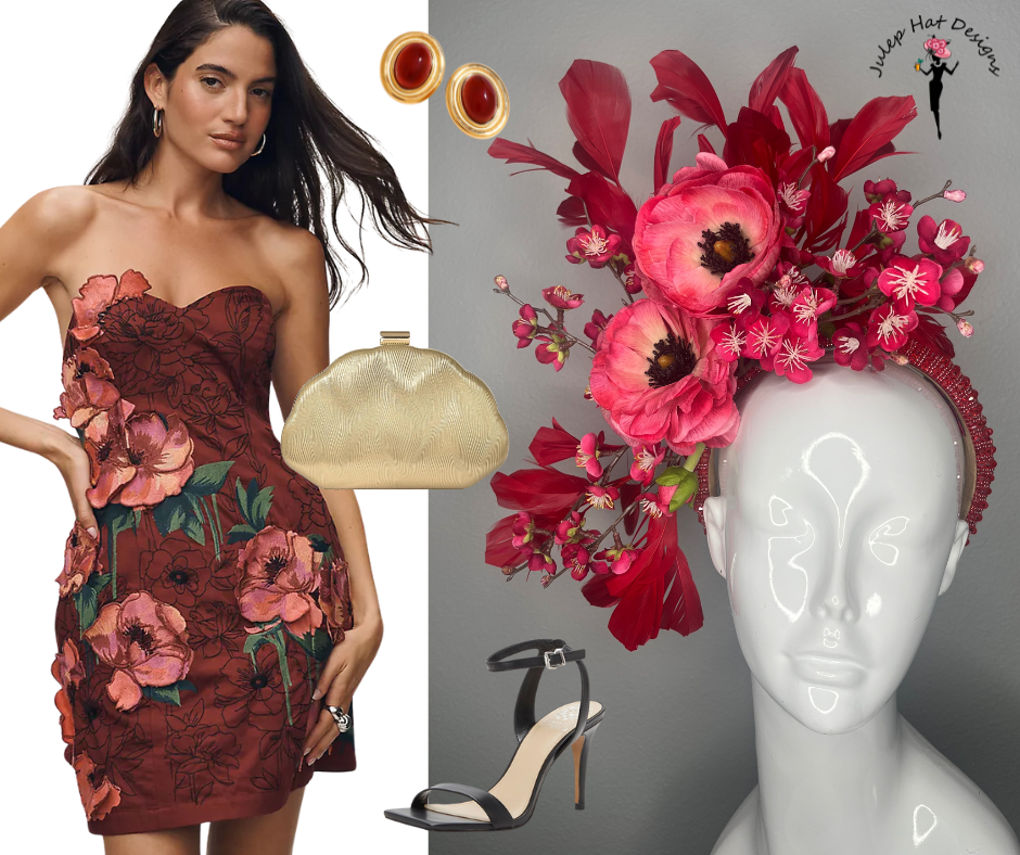 Radiant Reverie Rot Federn Fascinator Hut