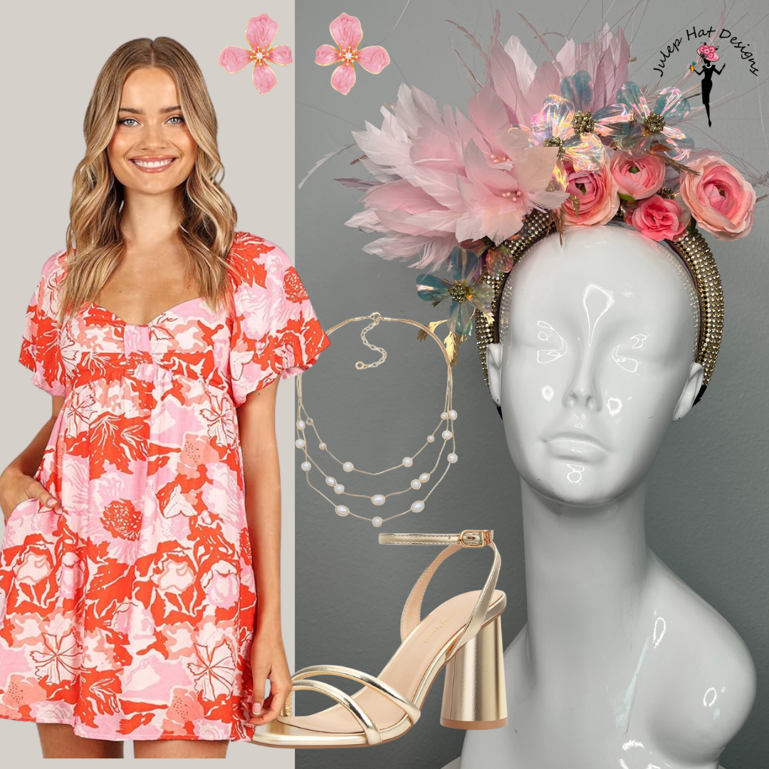 Altrosa Bloom und Irridescent Rosa Statement Faszinator Haarband