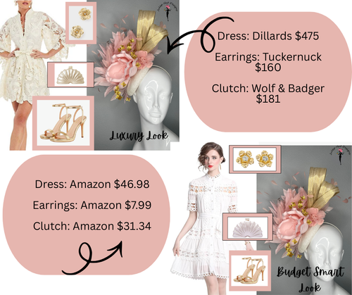 Blush & Gold Couture-Fascinator mit Skulpturen Blumen- und Federverzierung